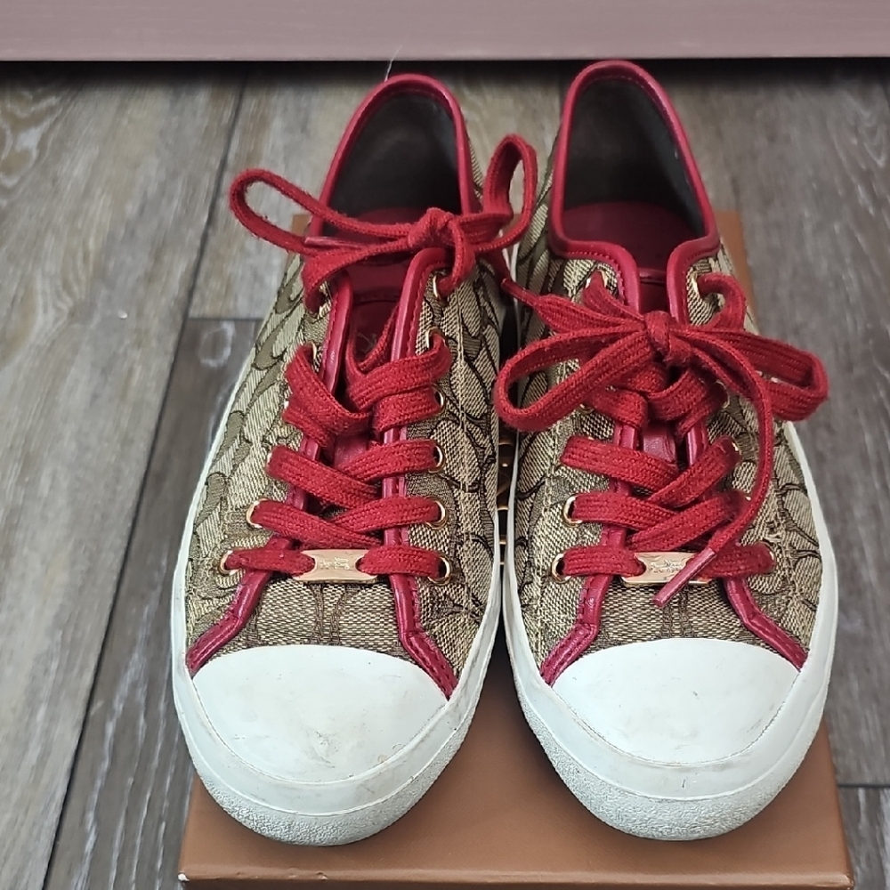 Coach Red and Tan Sneakers
